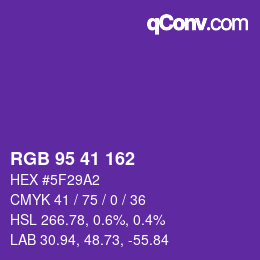 Color code: RGB 95 41 162 | qconv.com