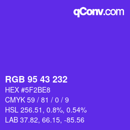 Color code: RGB 95 43 232 | qconv.com