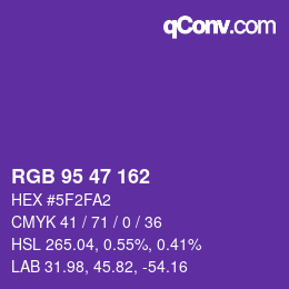 Farbcode: RGB 95 47 162 | qconv.com