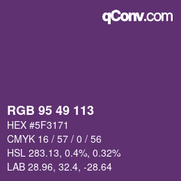 Color code: RGB 95 49 113 | qconv.com