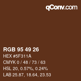 Color code: RGB 95 49 26 | qconv.com