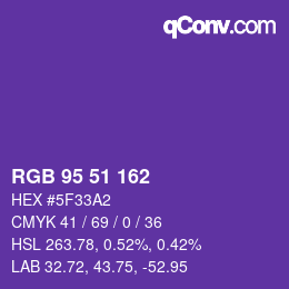 Color code: RGB 95 51 162 | qconv.com