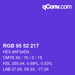カラーコード: RGB 95 52 217 | qconv.com