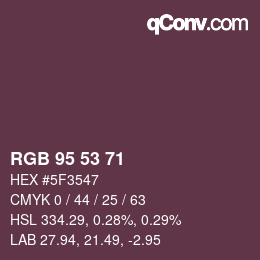Color code: RGB 95 53 71 | qconv.com