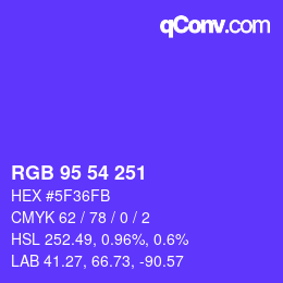 Color code: RGB 95 54 251 | qconv.com