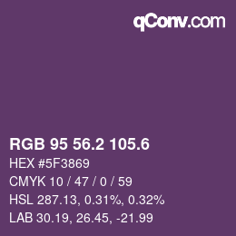 カラーコード: RGB 95 56.2 105.6 | qconv.com