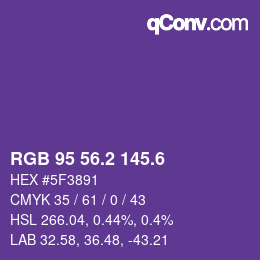 カラーコード: RGB 95 56.2 145.6 | qconv.com