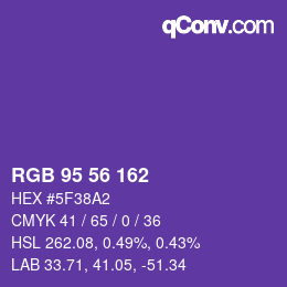 カラーコード: RGB 95 56 162 | qconv.com