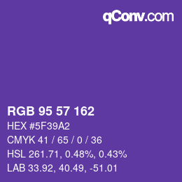 Color code: RGB 95 57 162 | qconv.com
