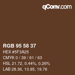 Color code: RGB 95 58 37 | qconv.com