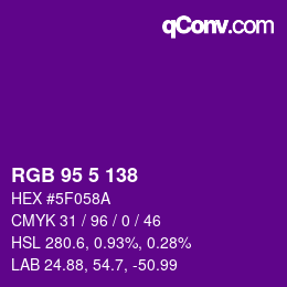 カラーコード: RGB 95 5 138 | qconv.com