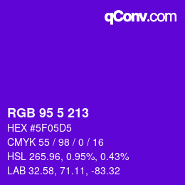 Color code: RGB 95 5 213 | qconv.com