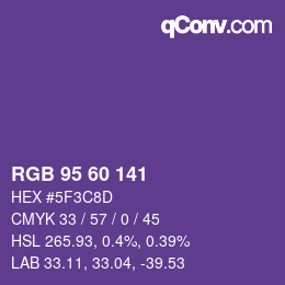 Color code: RGB 95 60 141 | qconv.com