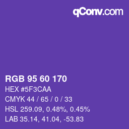 カラーコード: RGB 95 60 170 | qconv.com