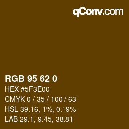 Color code: RGB 95 62 0 | qconv.com