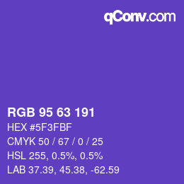 カラーコード: RGB 95 63 191 | qconv.com