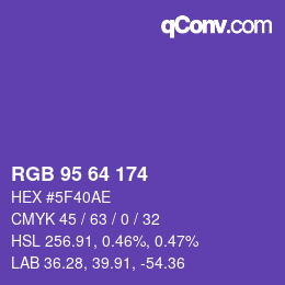 Color code: RGB 95 64 174 | qconv.com