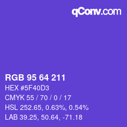 Color code: RGB 95 64 211 | qconv.com