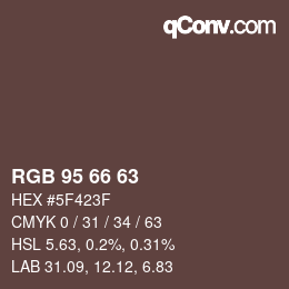 Código de color: RGB 95 66 63 | qconv.com