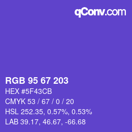 Color code: RGB 95 67 203 | qconv.com