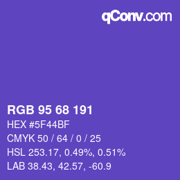 Color code: RGB 95 68 191 | qconv.com