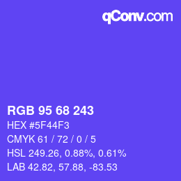 Color code: RGB 95 68 243 | qconv.com