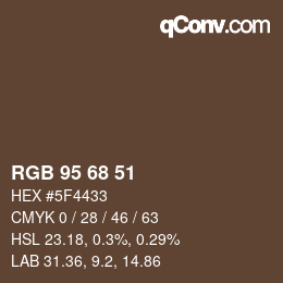 Color code: RGB 95 68 51 | qconv.com