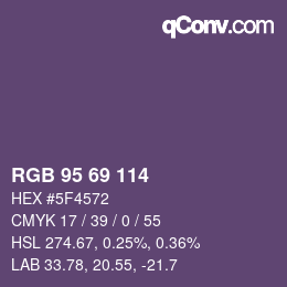 Color code: RGB 95 69 114 | qconv.com