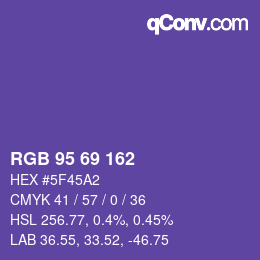 Color code: RGB 95 69 162 | qconv.com