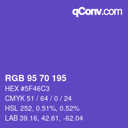 Código de color: RGB 95 70 195 | qconv.com