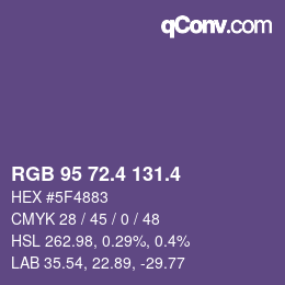 カラーコード: RGB 95 72.4 131.4 | qconv.com