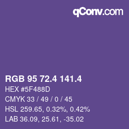カラーコード: RGB 95 72.4 141.4 | qconv.com