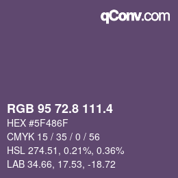 カラーコード: RGB 95 72.8 111.4 | qconv.com