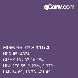 カラーコード: RGB 95 72.8 116.4 | qconv.com