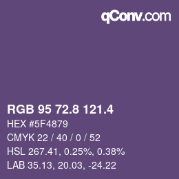 カラーコード: RGB 95 72.8 121.4 | qconv.com