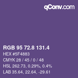 カラーコード: RGB 95 72.8 131.4 | qconv.com