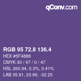 カラーコード: RGB 95 72.8 136.4 | qconv.com