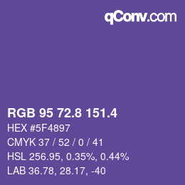 カラーコード: RGB 95 72.8 151.4 | qconv.com