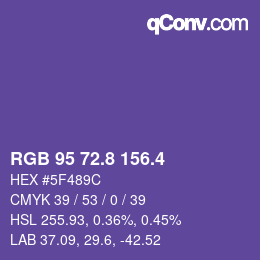 カラーコード: RGB 95 72.8 156.4 | qconv.com