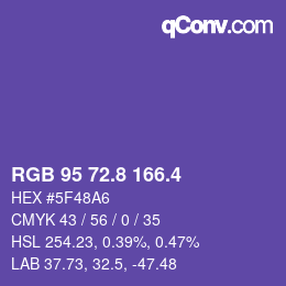 カラーコード: RGB 95 72.8 166.4 | qconv.com
