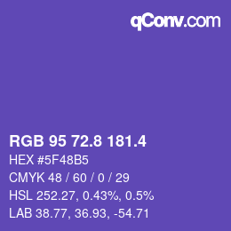 カラーコード: RGB 95 72.8 181.4 | qconv.com