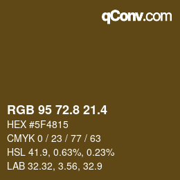 カラーコード: RGB 95 72.8 21.4 | qconv.com