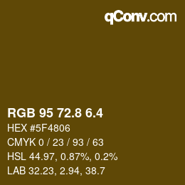 カラーコード: RGB 95 72.8 6.4 | qconv.com