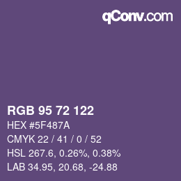 Farbcode: RGB 95 72 122 | qconv.com