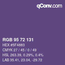 Color code: RGB 95 72 131 | qconv.com