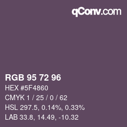 Color code: RGB 95 72 96 | qconv.com
