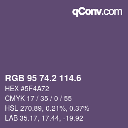 カラーコード: RGB 95 74.2 114.6 | qconv.com