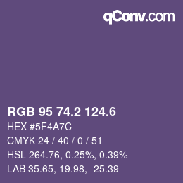 カラーコード: RGB 95 74.2 124.6 | qconv.com