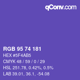 Farbcode: RGB 95 74 181 | qconv.com