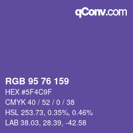 Farbcode: RGB 95 76 159 | qconv.com